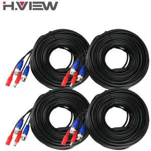 H. view 4PC 30m 100ft CCTV Kabel BNC en DC Plug Video Power Cable voor Bedrade AHD Camera DVR video Surveillance Systeem Accessoires