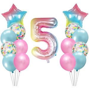 15Pcs 1 2 3 4 5 6 7 8 9st Gradiënt Nummer Folie Ballonnen Digitale Helium Ballon Baby Shower gelukkige Verjaardag Party Decor Kid Ballon
