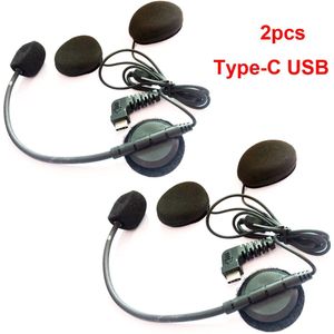 Brand 2 Stuks Type-C Usb Oortelefoon Microfoon Speaker Voor BT-S2/S3 Motorfiets Bluetooth Intercom Interphone Voor open Helm