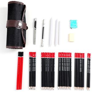 39Pcs Professionele Schets Potlood Set Schetsen Tekening Kit Hout Potlood Potlood Zakken Voor School Studenten Art Supplies