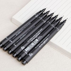 6 Stks/partij Pin Tekening Pen Fineliner Ultra Fijne Lijn Art Marker Zwarte Inkt 005 01 02 03 05 08 Micron tekening Pen Kantoor School Set