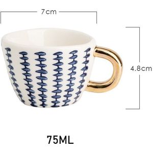 75Ml Mini Espresso Kopjes Onder Geglazuurde Keramische Tiny Mokken Gold Handgreep Kleine Leuke Mok Voor Chocolade Keuken accessoires