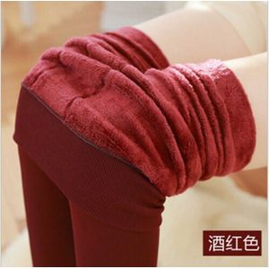 8 kleuren Womens Panty Winter Warme Fleece Gevoerde Pantys Hoge Taille Vrouwelijke Thermische Stretchy Slim Skinny Panty Effen Kleuren