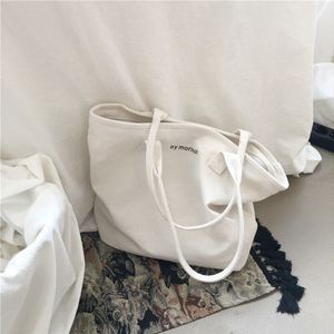 Vrouwen Canvas Tote Bag Koreaanse Doek Herbruikbare Boodschappentas Toevallige Dame Schoudertas Grote Capaciteit Shopper Bag Vrouwelijke Handtassen