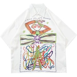 Plegie Hip Hop Skull Print Hawaiian Strand Shirts Streetwear Zomer Casual Korte Mouw Blouse Shirt Tops Swag Harajuku