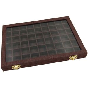 Lijn Doos 54 Grids Clear Glazen Deksel Ringen Houder Showcase Organizer 31x22x2.8cm