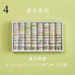 120 Stks/set Leuke Kleurrijke Washi Tape Plant Masking Tape Decoratieve Plakband Voor Diary Scrapbooking Kawaii Briefpapier