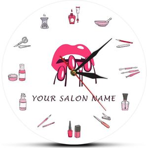 Beauty Nail Studio Wandklok Nail Salon Decoratieve Stille Muur Horloge Mode Muur Art Meisje Kunstenaar Idee