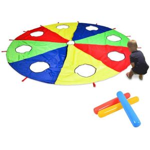 Rainbow Parachute Parachute 6 Voeten, Spelen Parachute Outdoor Game (W Muis) activiteit Speelgoed Met 3x Air Sticks 2M