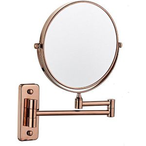 Badkamer Vergrootglas Make-Up Spiegel, Uitschuifbare Folding Arm, Dubbelzijdig 3X Vergroting Vanity Ronde Spiegels, rose Goud kleur