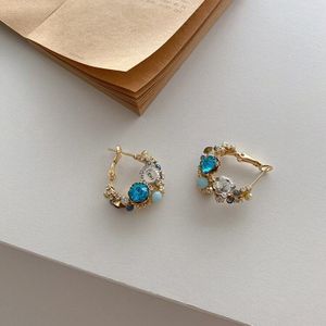 Korea Ashion Esthetische Zirconia Crystal Parel Bloem Overdreven Gold Hoop Earring Voor Vrouw Meisje Bruiloft Oor Sieraden