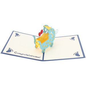 3D Baby Carriagesgreeting Kaart Up Papier Gesneden Postkaart Verjaardag Party M2EF