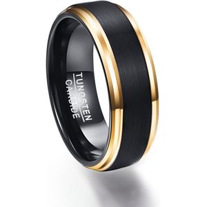 Mode-sieraden Mens 8 Mm Black Carbon Fiber Ringen Frosted Goud Kleur Tungsten Ring Voor Mannen Bruiloft accessoires