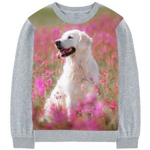 Kinderen meisje t-shirt mooie Lente/Herfst mode lange mouw meisjes t-shirt afdrukken EEN hond in een bloem Bush jongens kleding