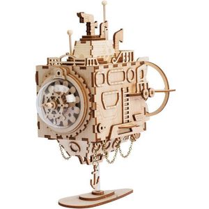 Robotime DIY Houten Clockwork Beweegbare Steampunk Muziekdoos Woondecoratie Voor Kinderen Echtgenoot Vriendje AM