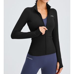 Winter Sport Jacket Zip Up Slim Fit Workout Jassen Vrouwen Lange Mouw Top Duim Gat Hoge Kraag Dames Tops Yoga running Shirt