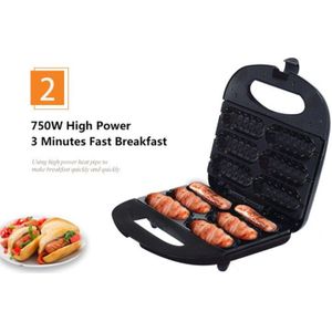 750W Elektrische Hotdog Bakker Wafelijzer Grill Druk Plaat Ontbijt Wafel Machine Makkelijk Koken