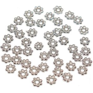6Mm 200/400Pcs Snowflake Ccb Kralen Plastic Ronde Sharp Verzilverd Loose Bead Bedels Voor Armband Maken kralen Accessoires
