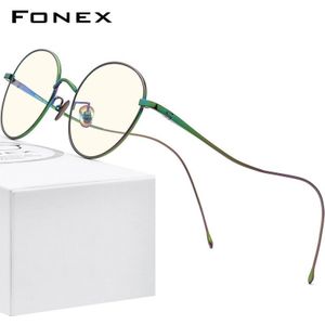 Fonex Blauw Licht Blokkeren Bril Vrouwen Vintage Ronde Anti Uv-stralen Computer Gaming Pure Titanium Brillen Mannen FAB017