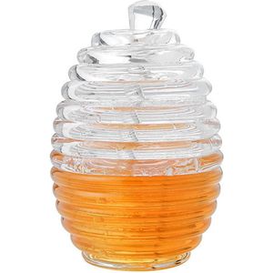 265 ml Honing Fles Transparant Bijenkorf-vormige Honing Pot met Druppelaar Stok voor Het Opslaan en Doseren Honing