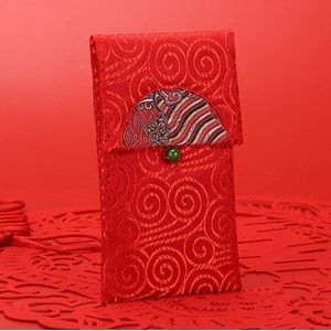 1Pc Jaar Chinese Traditionele Elementen Borduren Bloemen Versieren Bruiloft/Festival/Verjaardag Rode Envelop/Moeny Zakken