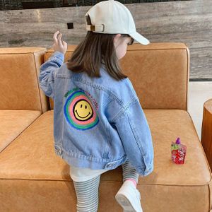 Glimlach Gezicht Denim Jas Blauw Jean Jacket Koreaanse Meisje Kids Kleding Jassen Voor Tieners Meisjes Vrouwen Kleding Childrens Uitloper