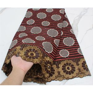 Pgc Afrikaanse Kant Stof Wit Zwitserse Voile Katoen Naaien Geborduurde Jurk Voor Vrouwen YA4438B-3