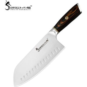 Santoku Keukenmessen 7.5Inch Roestvrij Staal Snijden Chef Mes Hakken Nakiri Cleaver Kleur Houten Handvat Koken Gereedschap Mes