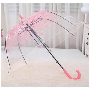 Romantische Transparant Clear Bloemen Bubble Koepel Paraplu Half Automatische Voor Wind Zware Regen