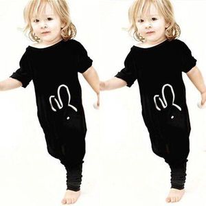 Pasgeboren Baby Baby Boy Meisje Citaat Korte Mouwen Bunny Romper Peuter Jumpsuit Playsuit Kleding 3M-4Y