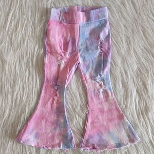 Baby Meisjes Denim Jeans Peuter Meisjes Broek Tie Dye Jeans Bell Bottom Kids Meisje Bell Bottom Jeans herfst Broek