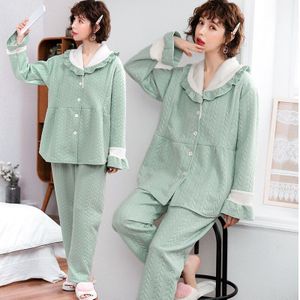 Katoen Gevoerde Moederschap Verpleging Nachtkleding Herfst Winter Warme Pyjama Kleding Voor Zwangere Vrouwen Zwangerschap Slaap Lounge Wear
