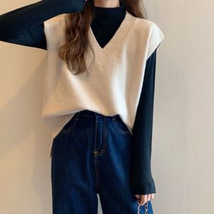 Syiwidii Trui Vest Vrouwen Herfst Winter Kleding Koreaanse Tops Zwart Japanse Mode Mouwloze Gebreide Blauw Roze Kaki Casual