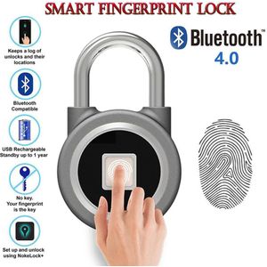 Waterdichte Keyless Draagbare Bluetooth Smart Vingerafdruk Lock Hangslot Anti-Diefstal Ios Android App Controle Deur Kast Hangslot
