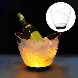 1Pc Luminescentie Ingots Vormige Ijsemmer Transparant Ijs Opslag Vat Lichtgevende Transparante Ingots Ijsemmer (Zonder Batterij)