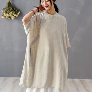 Chinese Stijl Kleding Vrouwen Hanfu Lente Zomer Retro Vintage Shirt Thee Etnische Katoen Blouse Dames Chinese Tops 10138