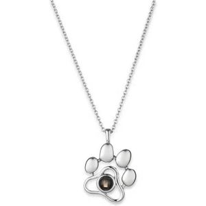 100 Taal I Love U Projectie Ketting Kat Poot Hond Hond Ledematen Palm Imprint Rvs Ketting Leuke Huisdier dier