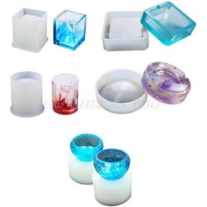 1 Set Resin Crystal Epoxy Mold Ronde Vierkante Cilinder Pen Houder Asbak Casting Siliconen Mal Diy Ambachten Maken Tool