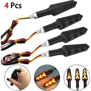 4 Stks/set Motorfiets Led Richtingaanwijzer Lamp Sequentiële Stroomt Indicator Light Amber Eenvoudig Te Installeren Hoge Prestaties