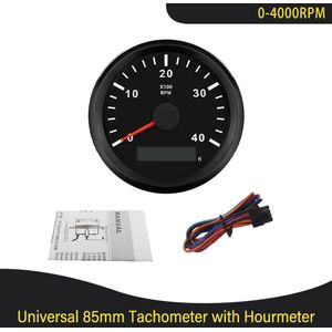 Universele 85Mm Auto Boot Tacho Sensor Waterdichte Marine Auto Boot Toerenteller Gauge Met Urenteller 3K 4K 6K 7K 8K 9-32V