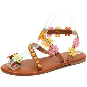 1 paar Vrouwen Sandalen Bohemen Bloem Platte Schoenen Anti-slip Mode voor Zomer Strand FG66