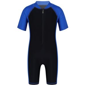 TiaoBug Unisex Kids Een stuk Korte Mouwen Ritssluiting Badpak Badmode Wetsuit Kinderen Jongens Meisjes Zwemmen Training Badpak