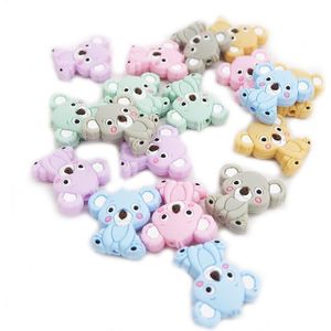 Chenkai 50 STUKS Siliconen Koala Bijtring Kralen Chewable Dummy Dier Tandjes Kralen BPA Gratis Voor Baby Verpleging Kinderziektes Accessoires