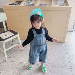 Leuke Jongens Meisjes Overalls Blauw Kleur Kinderen Jarretel Broek Lente Eenvoudige Losse Jumpsuits Kids Kleding Broek Met Pocket