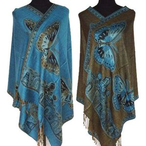 Russische Mode Big Size Soft Lady Butterfly Double-Side Zijde Pashmina Sjaal Wrap Shawl