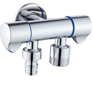 Hoekstopkraan Zwart/Chroom Messing Dual Uitlaatklep Body G1/2 Douche Toilet Wasbak Boiler Spuit bidet Enkel Koud