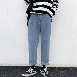 Mannen Jeans Chic Retro Solid Wijde Pijpen Broek Plus Size 3XL Enkellange Mens Losse Koreaanse Stijl Student Leisure ulzzang Harajuku