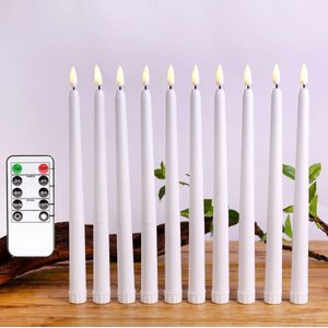 Pak Van 12 Remote Functie Geel Flicker Kerst Taper Kaarsen, 28 Cm Timer Elektronische Kaars Led, decoratieve Plastic Kaarsen