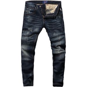 Vintage Mannen Jeans Slim Fit Katoenen Denim Broek Gescheurde Jeans Voor Mannen Wilde Klassieke Jeans Homme Size 28-38