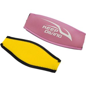 2 Stuks Neopreen Comfortabele Duikbril Riem Cover Accessoires Gevoerde Bescherming Haar Wrap Water Sport Roze & Geel